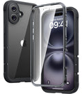 Diaclara iPhone 16 Plus Case - Full Body Rugged Clear Bumper - Black