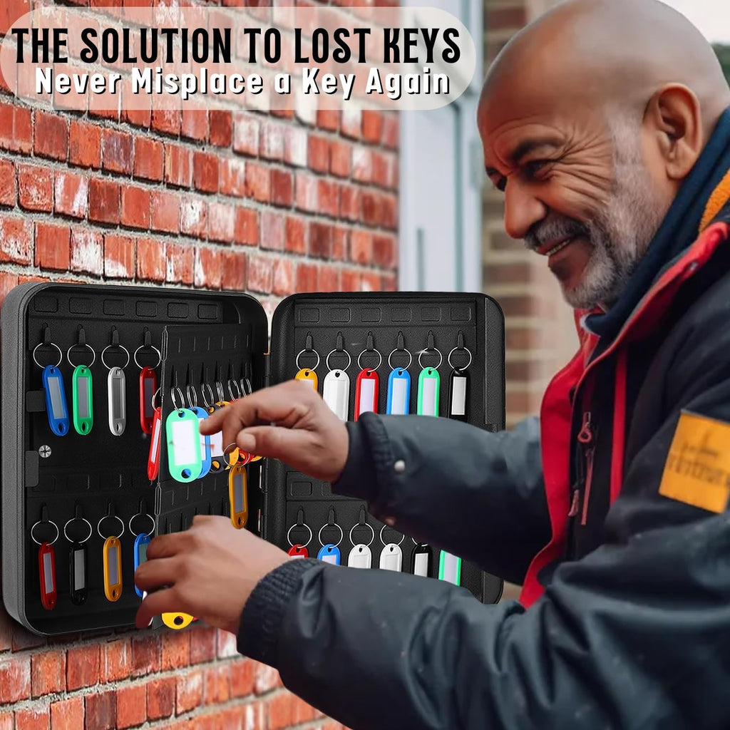 Flexzion Key Box Wall Mount With Code - Black Key Cabinet Lock Box Key Storage Box Wall Mount with Combination Lock - image 2