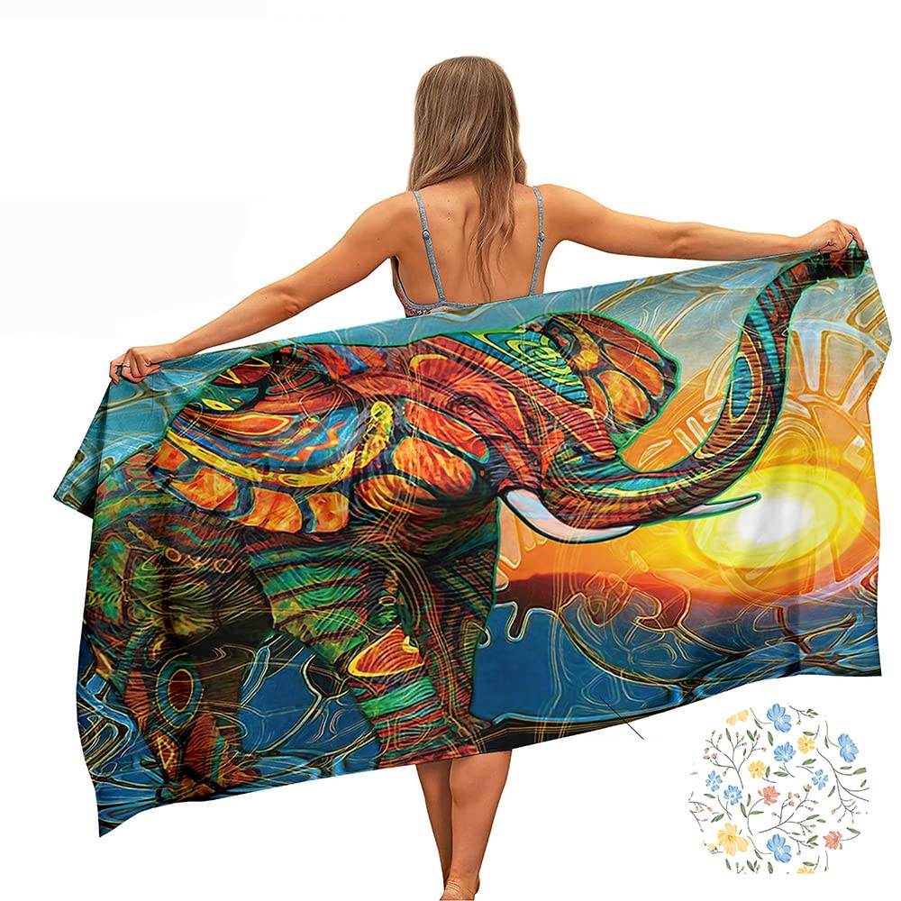 Ulticool Elephant Hippie Microfibre Towel – Quick-Dry Beach Towel 160x80cm
