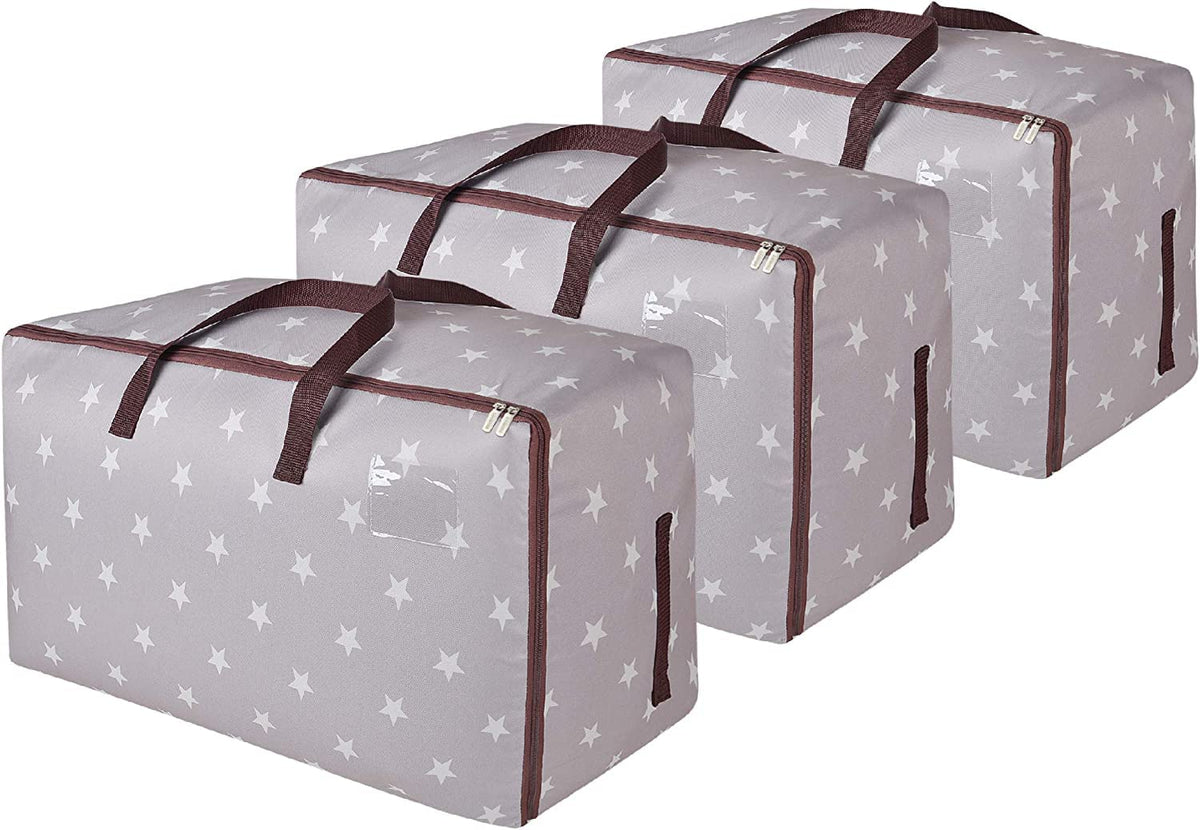 DOKEHOM 3-Pack 105L Large Storage Bag, Underbed Clothes Organizer, Grey - image 1