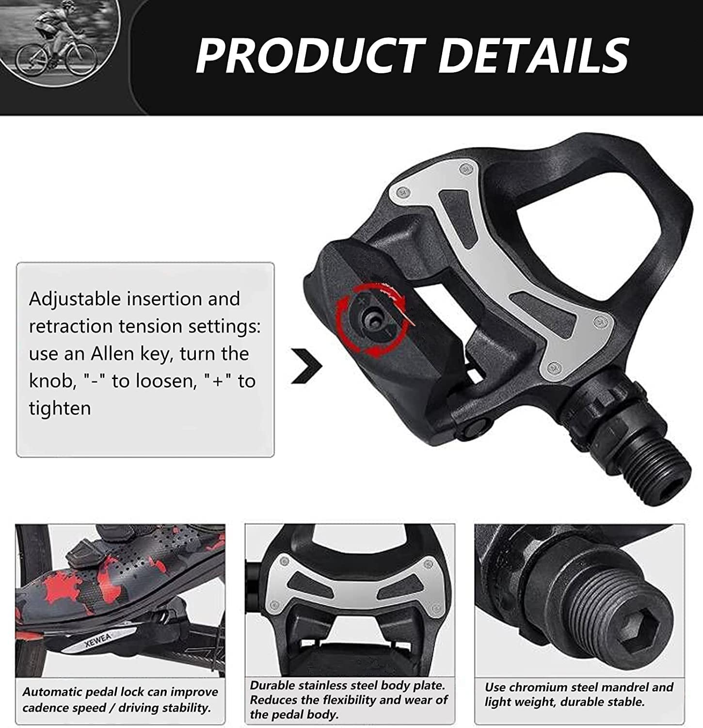 Jolof Store Road Bike Pedals | SPD-SL Compatible Wide Platform Cleat Set