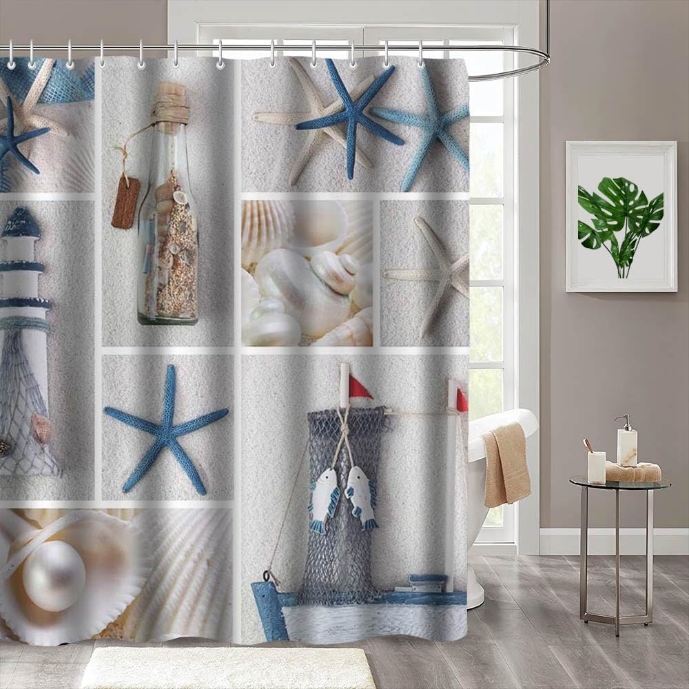 Nautical Beach Shower Curtain | 72x72 Waterproof Polyester