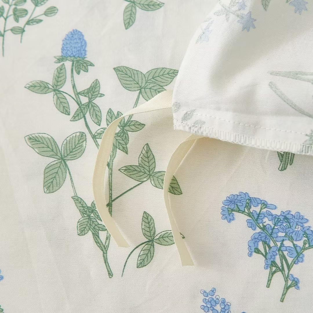 Ruccit White Floral 100% Cotton Double Duvet Cover Set | 3-Piece Bedding