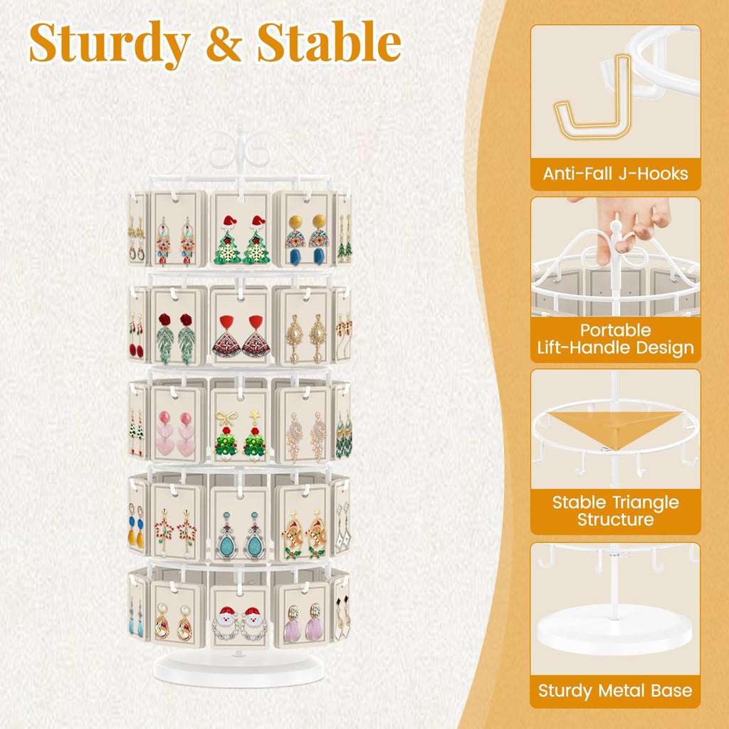 EsLuker.ly Earring Holder Organizer Rotating Display Tree Stand, White - image 3