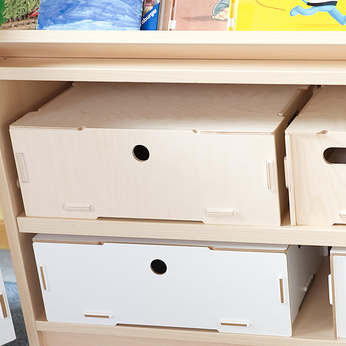 clipfritz - Wooden Storage Box with Lid 39 x 29 x 14 cm - Rustic Birch - Stackable, Portable, Organiser Box for Children's Room - image 4