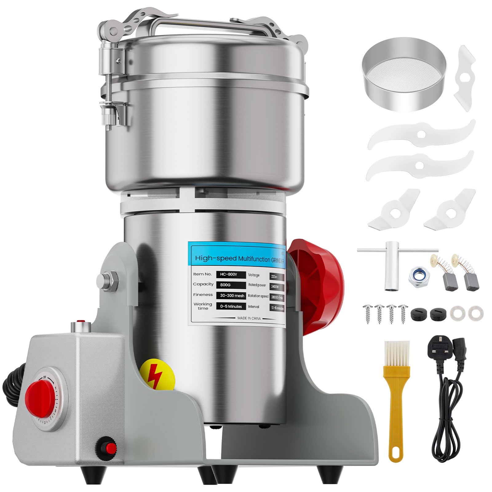VELPAX 800g Electric Grain Grinder | High-Speed Stainless Steel Mill
