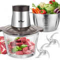 Bear Electric Food Processor & Chopper | 600W Dual Glass & Steel Bowls