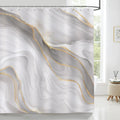 Bonhause Grey Gold Marble Shower Curtain | 180x180cm Waterproof Polyester