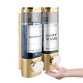 MEKOTRIN 2 Chamber Wall Mounted Soap Dispenser | 600ml Gold ABS