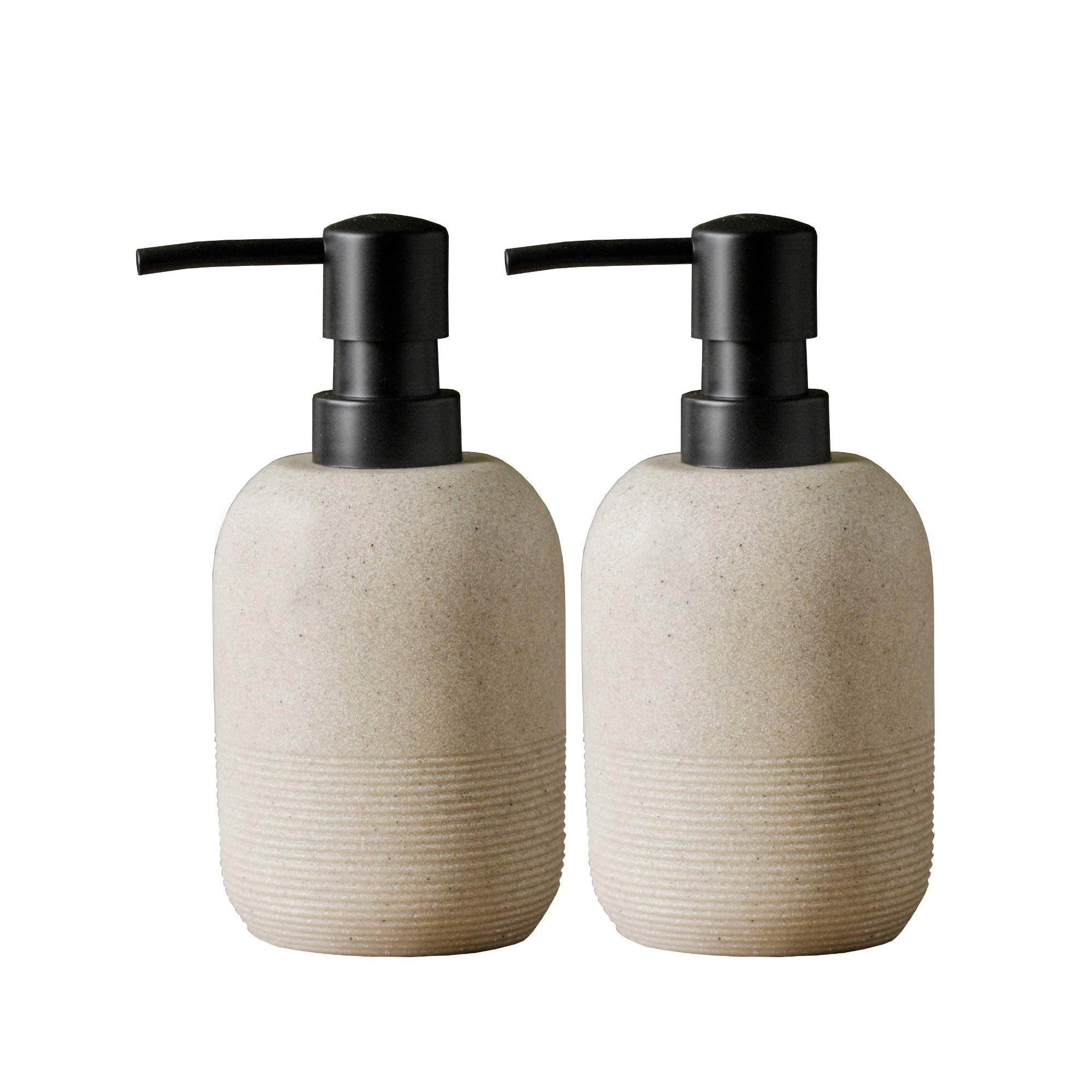Jolof Store Beige Resin Soap Dispenser Set | 2-Piece Bathroom Decor