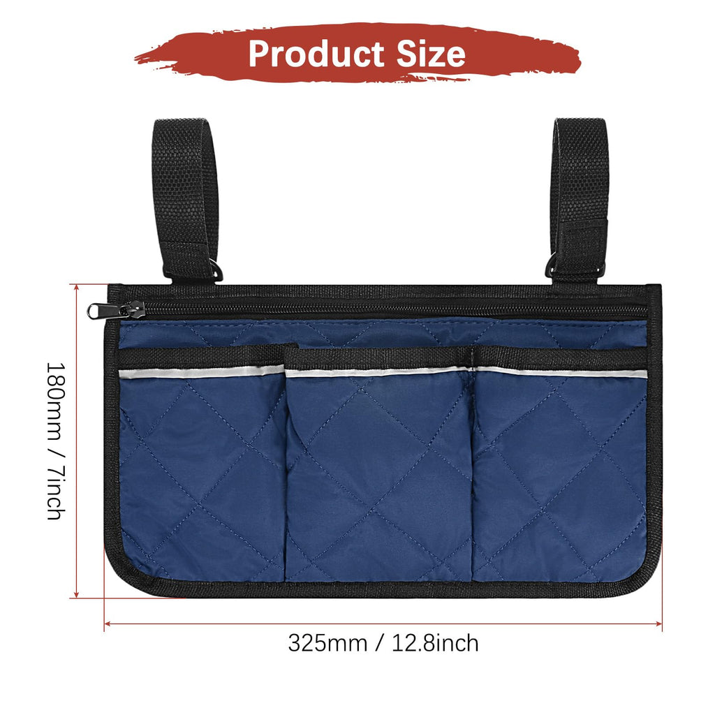TIXIPEM 1-Pack Beach Chair Armrest Bag 12.8"x7" Polyester, Dark Blue - image 3