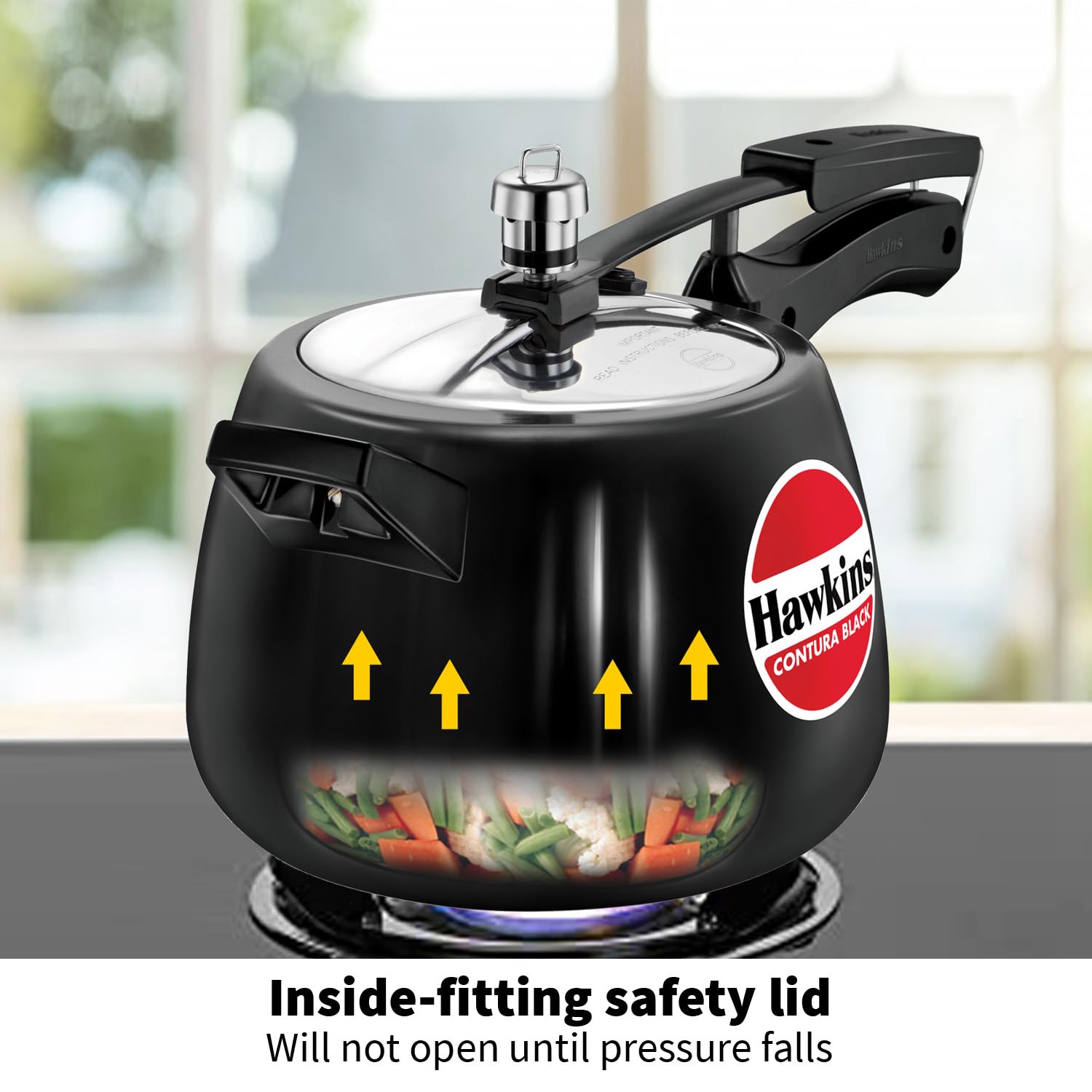 Hawkins Contura 4 Litre Hard Anodised Pressure Cooker – Black (CB40)
