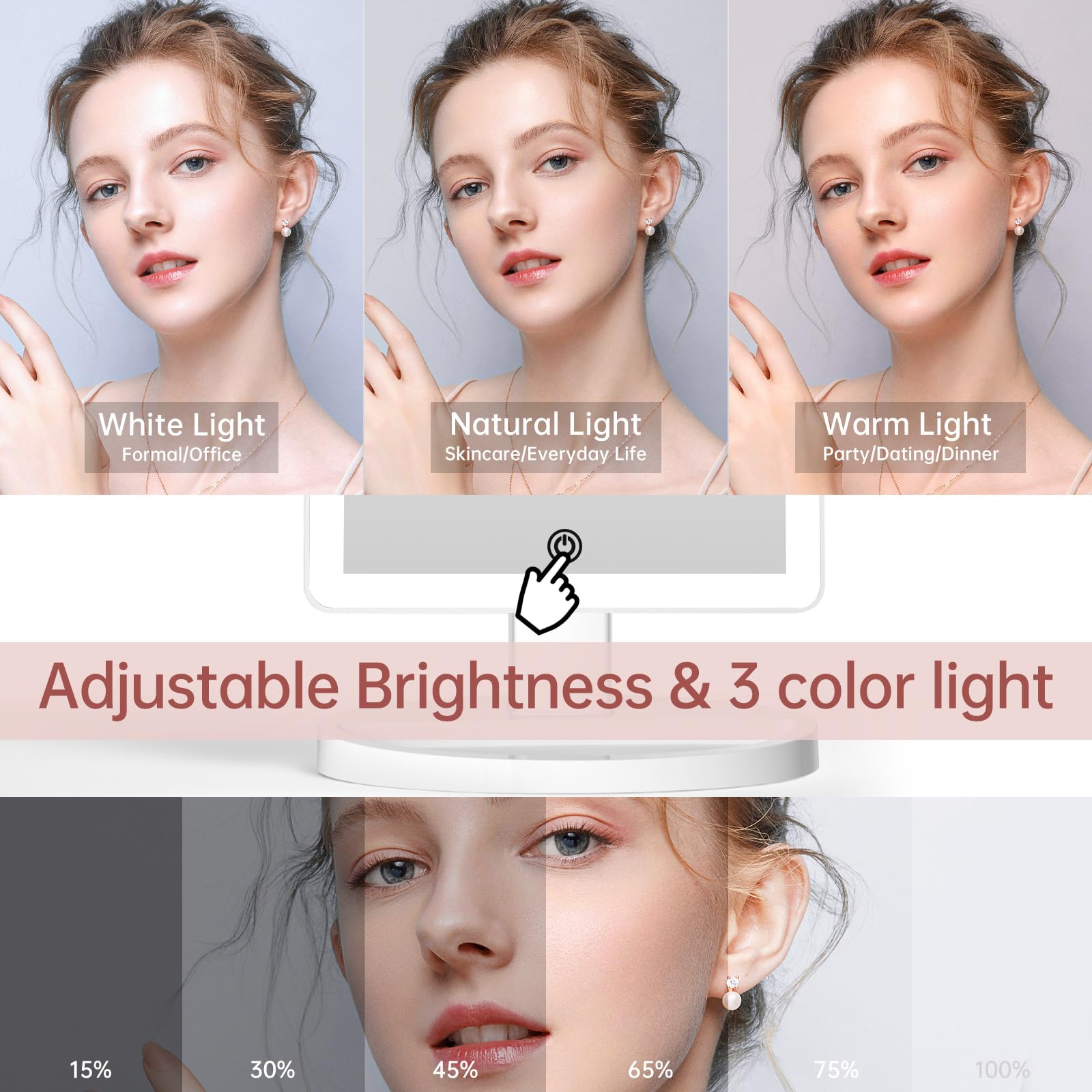 FUNTOUCH Large Lighted Makeup Mirror | 88 LED Vanity Mirror with 10X Zoom