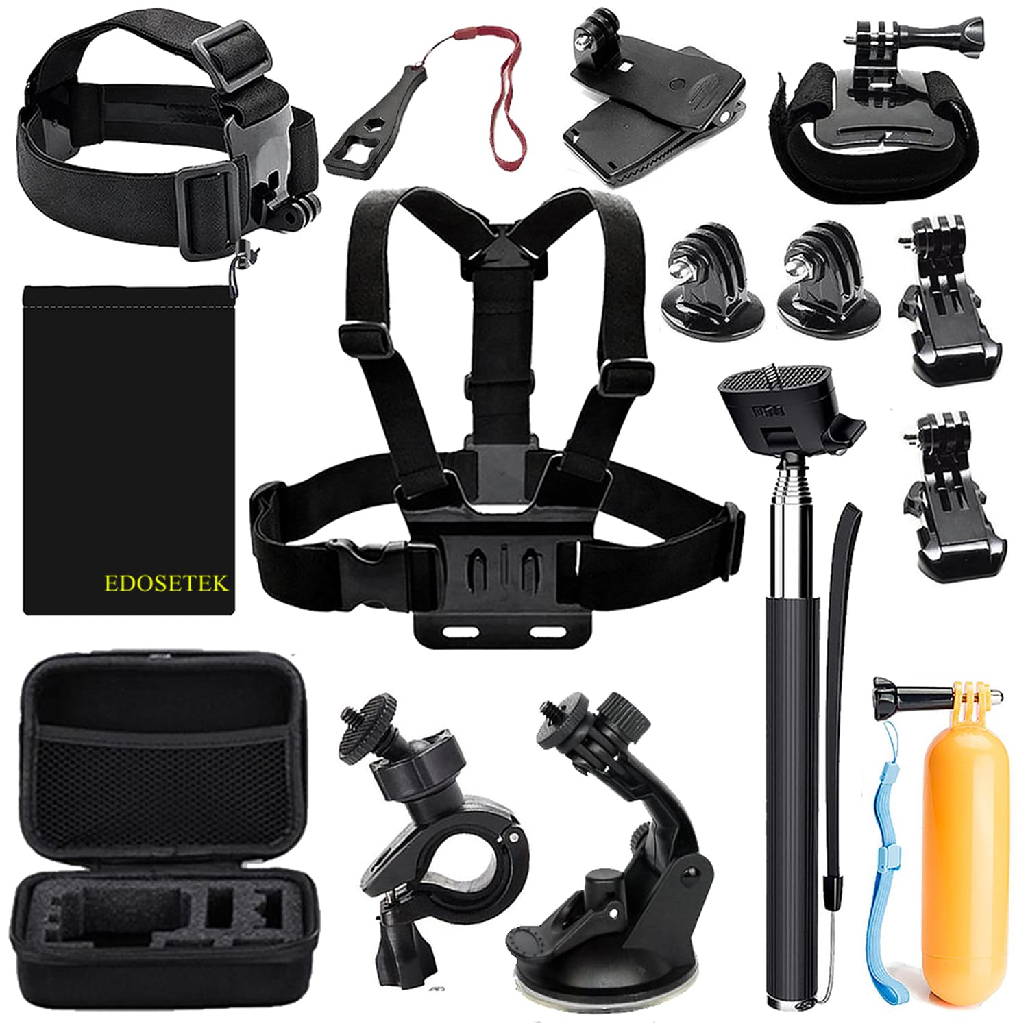 EDOSETEK Action Camera Accessory Kit with Case for GoPro & DJI OSMO