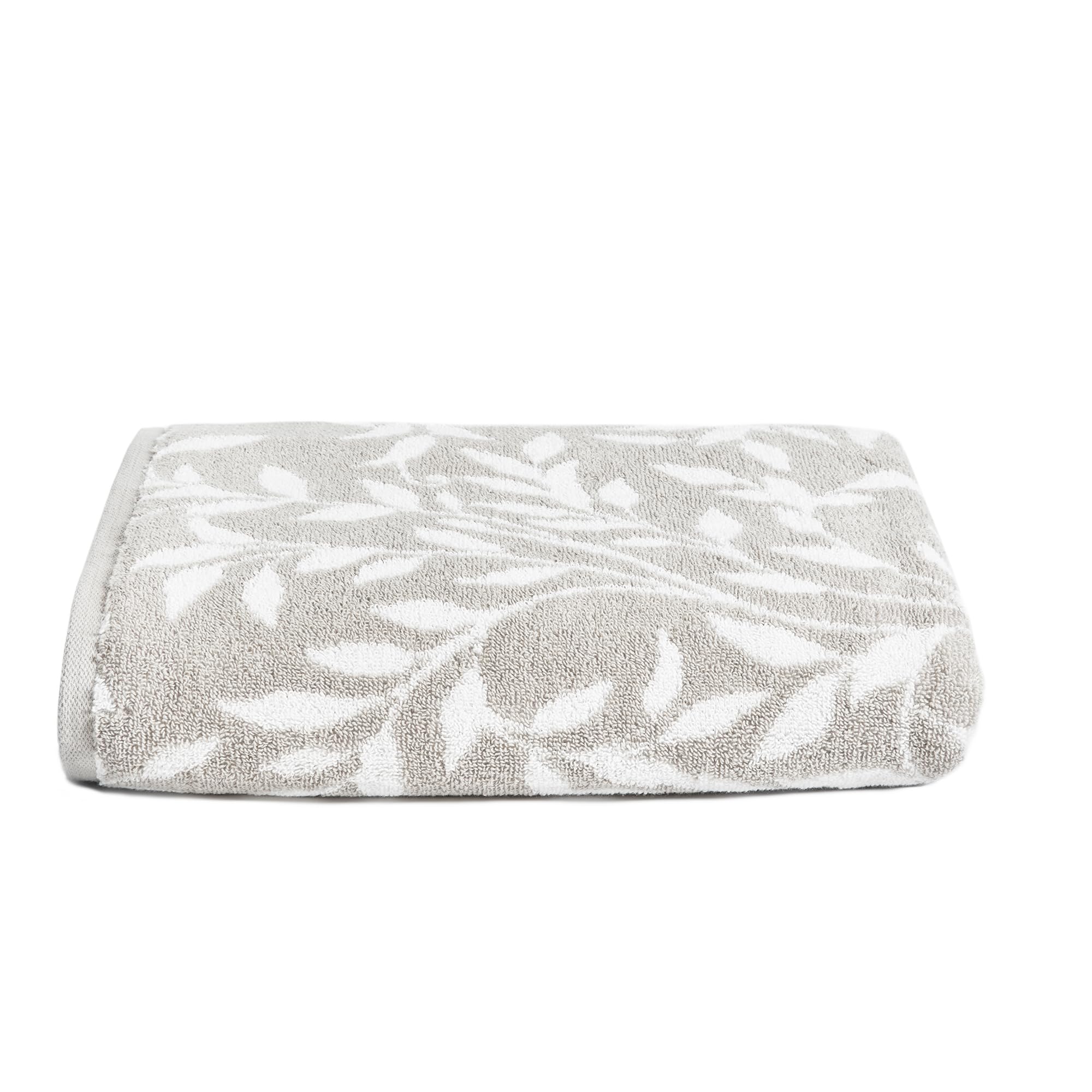 Dreams & Drapes Sandringham Grey Leaf Bath Towel | 100% Cotton 550gsm