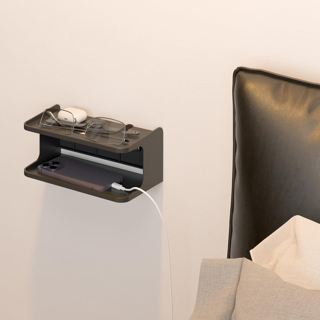 sciuU 2-Layer Structure Bedside Wall Shelf Organizer - Universal Wall Mount - image 1