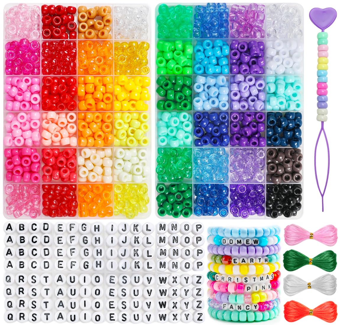 Tiehuoxia 48 Color Pony Beads Kit – 6x9mm Acrylic Beads for Jewelry