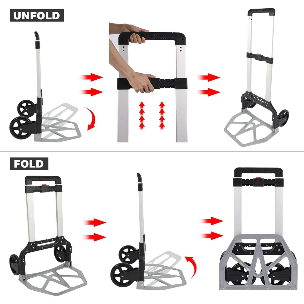 REDCAMP Heavy Duty Folding Hand Truck | 330lbs Capacity Aluminum Dolly