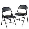 BOOSDEN Folding Chair Set of 2 – Padded Faux Leather & Metal Frame, Black