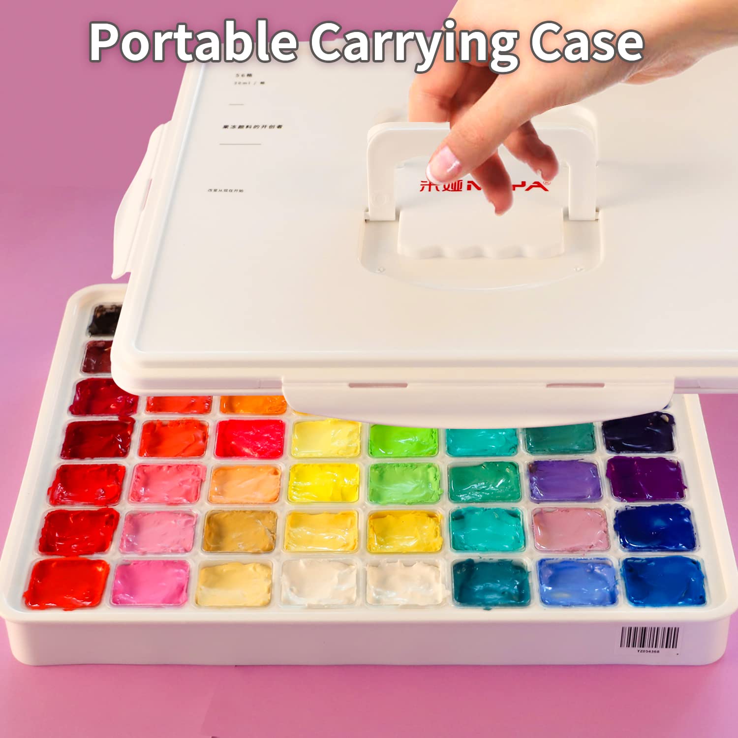 HIMI Gouache Paint Set | 56 Colors Jelly Cup Design with Carrying Case