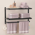 3-Tier Matte Black Towel Rack – SUS304 Stainless Steel Shelf
