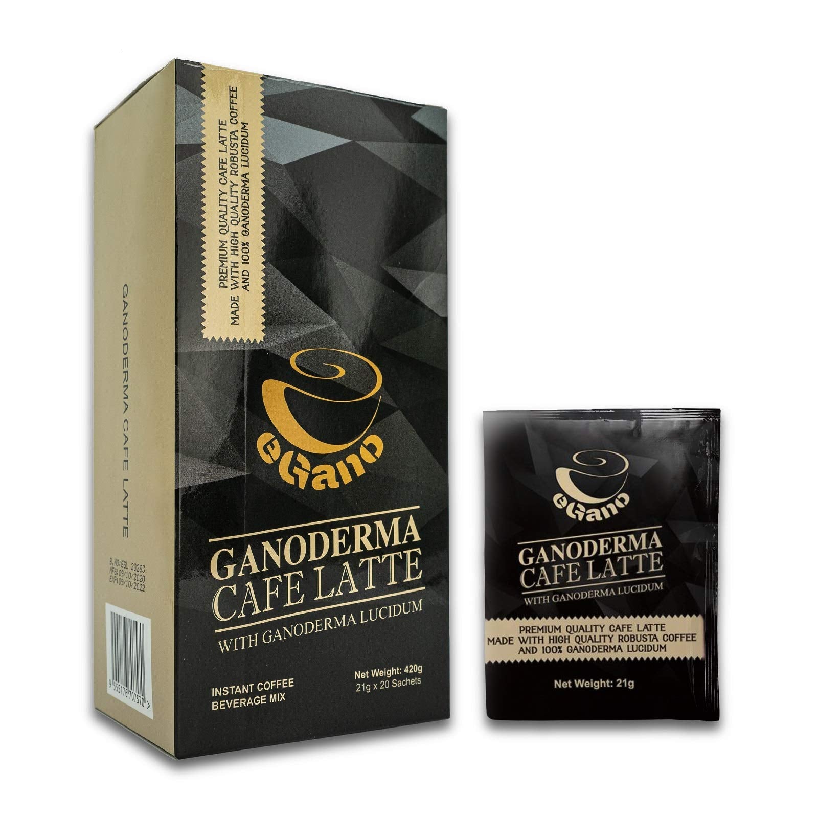 eGano Ganoderma Cafe Latte - Gourmet Mushroom Instant Coffee (20ct)