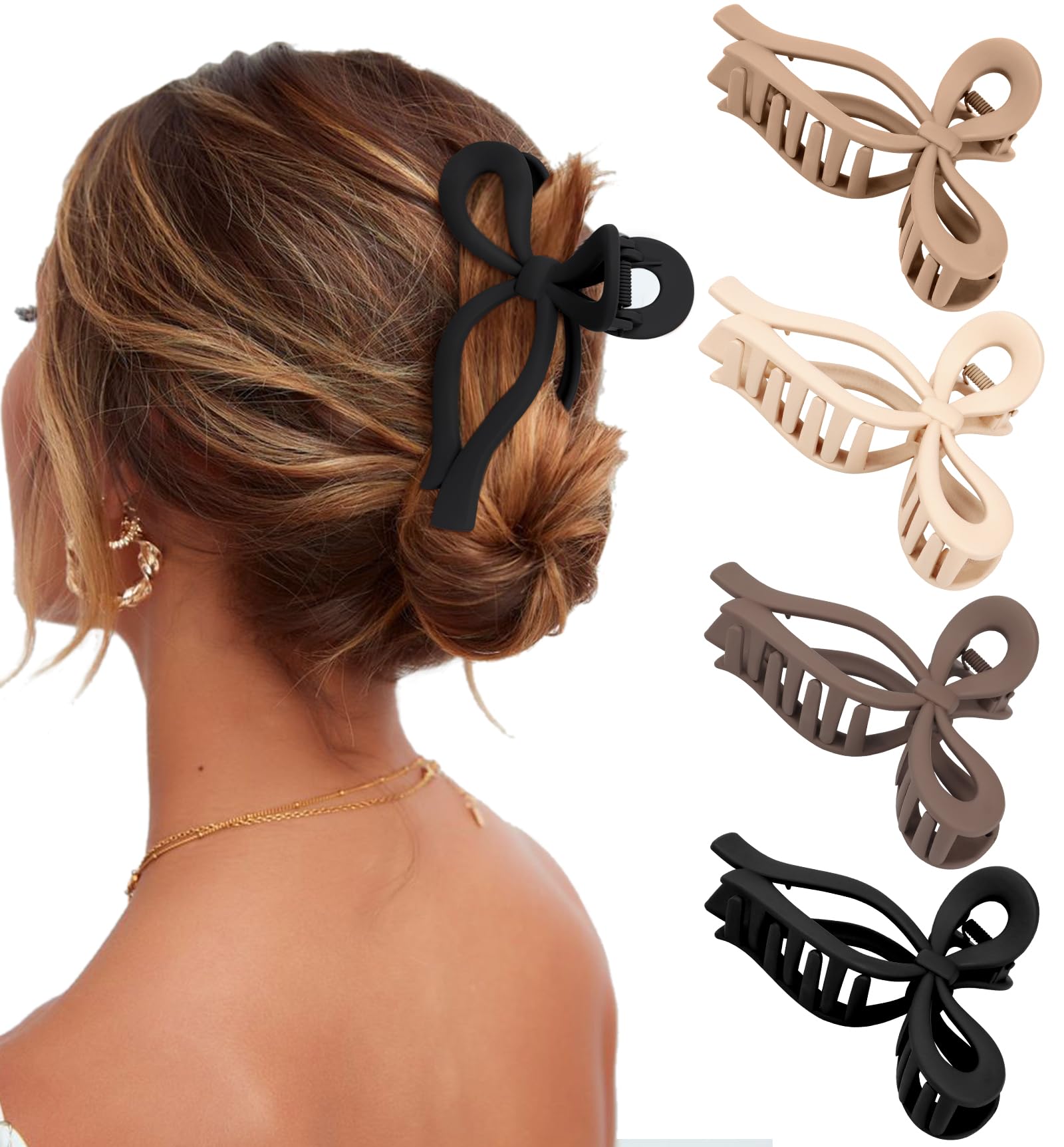 Jolof Store Butterfly Bow Hair Claw Clips – 4 Pcs Large Non-Slip Set