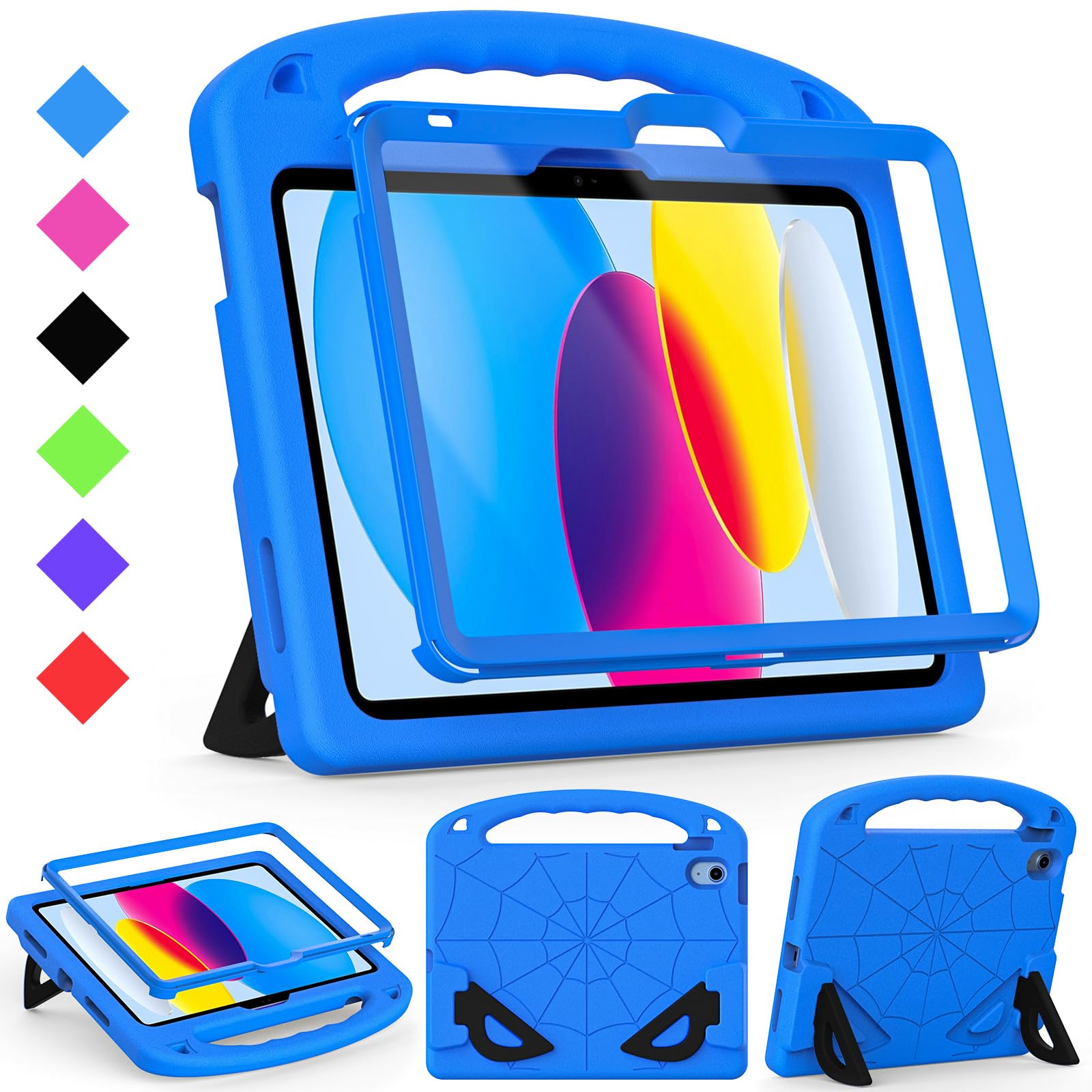 GOZOPO iPad 11th/10th Gen Kids Case with Screen Protector - Blue