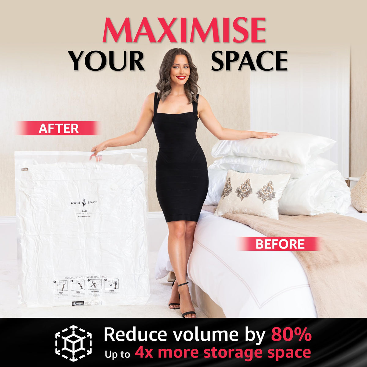 GENIE SPACE Premium Vacuum Storage Bags, Maxi 2 Pack, 110x90 cm - image 4