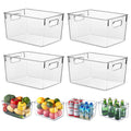 HPYLIFH Fridge Organiser Bins – 4 Pack Clear Stackable Pantry Storage