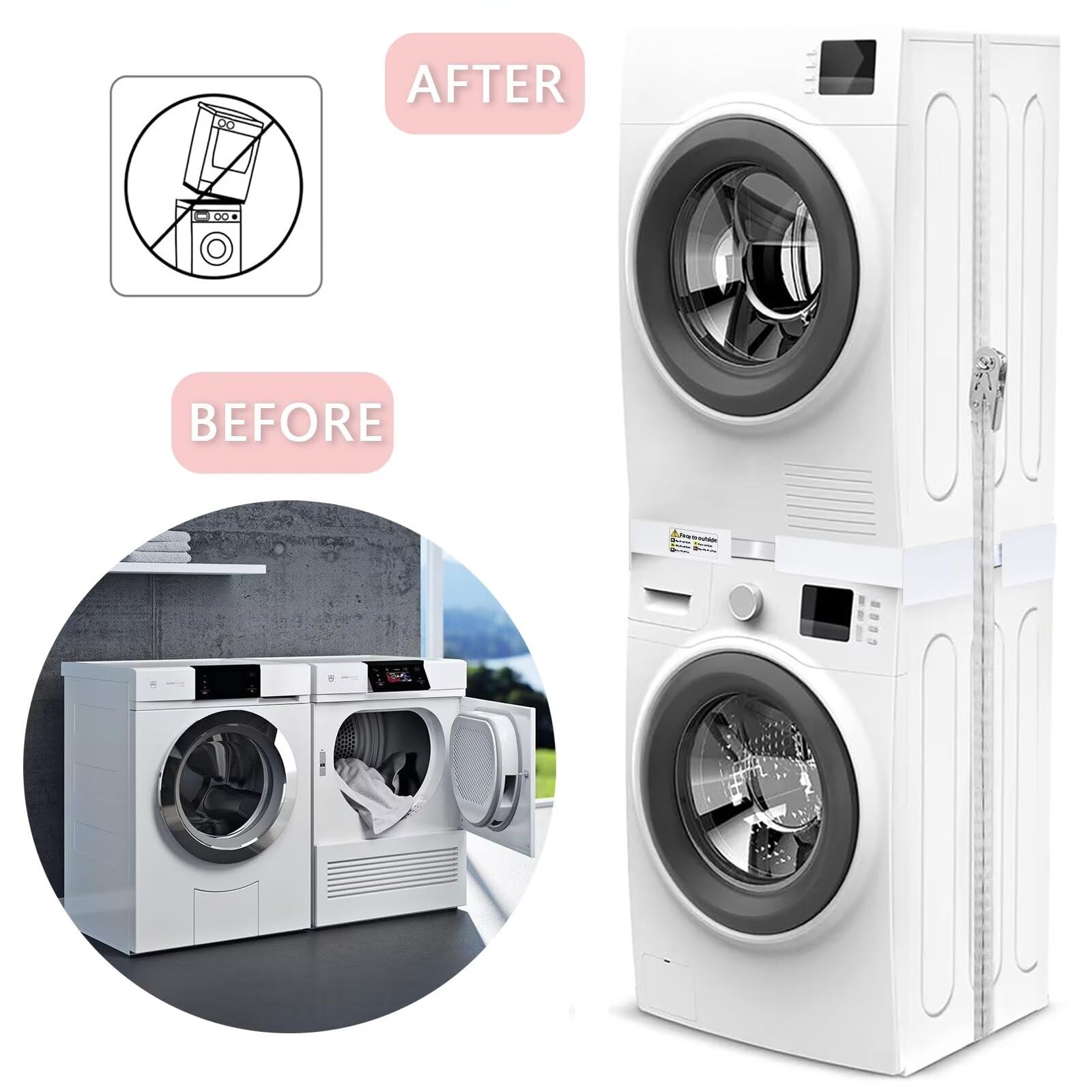 NIUXX Universal Stacking Kit for Washer and Dryer | 46-66cm Adjustable