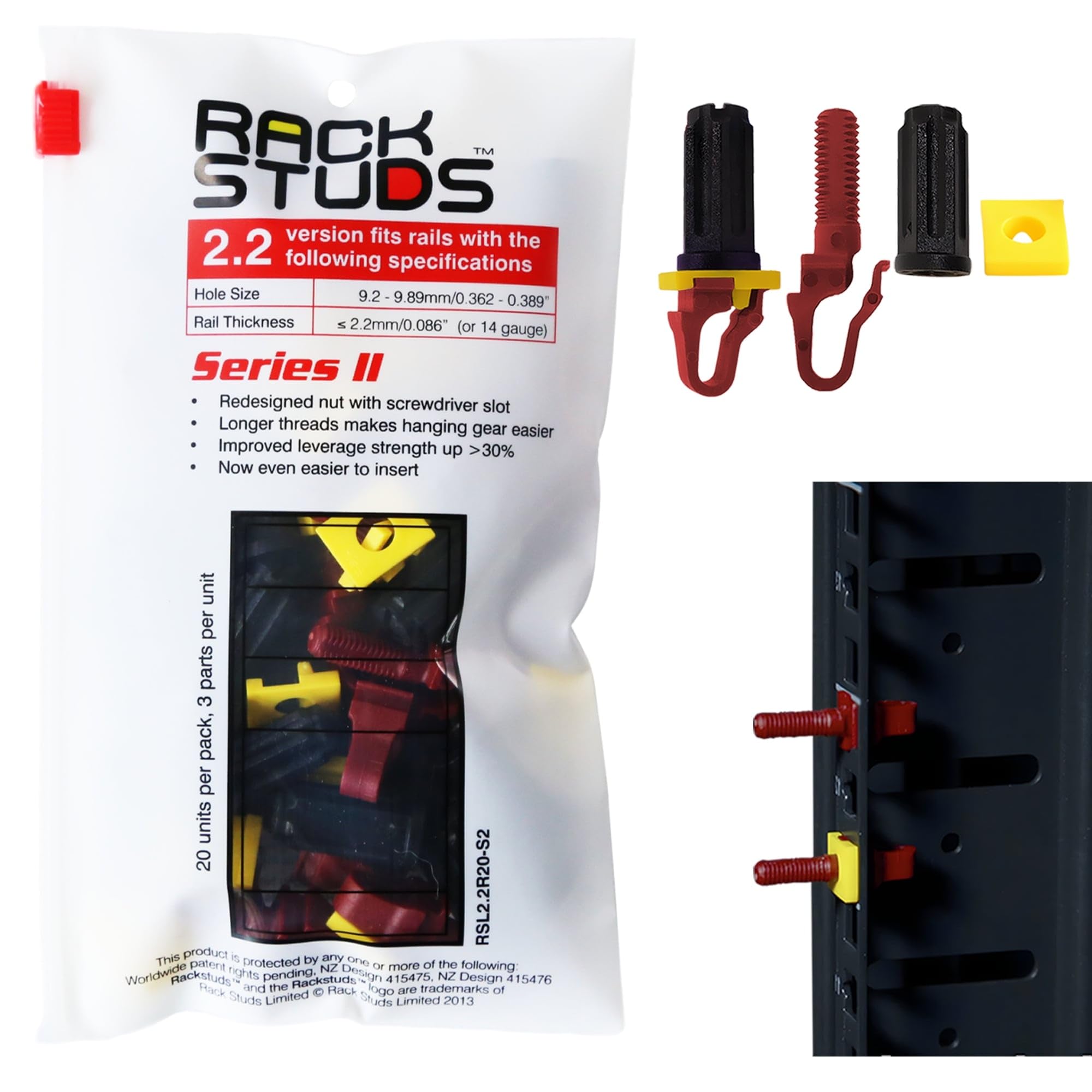 Rackstuds R20 Series II Server Rack Screws - 20 Pack Cage Nut Replacement