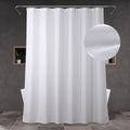 PopKozzi White Linen Textured Shower Curtain – Water Repellent Polyester