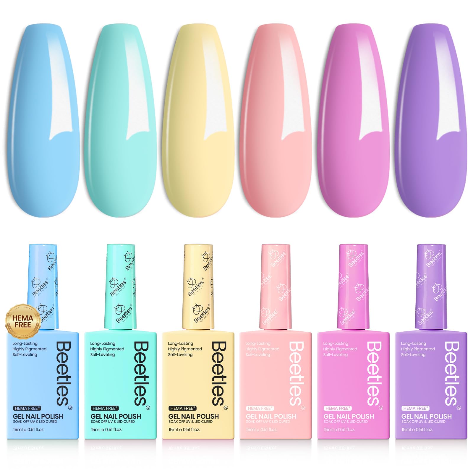 Beetles Hema-Free Pastel Gel Polish Set - 6 Colors Fairy Tale Dream