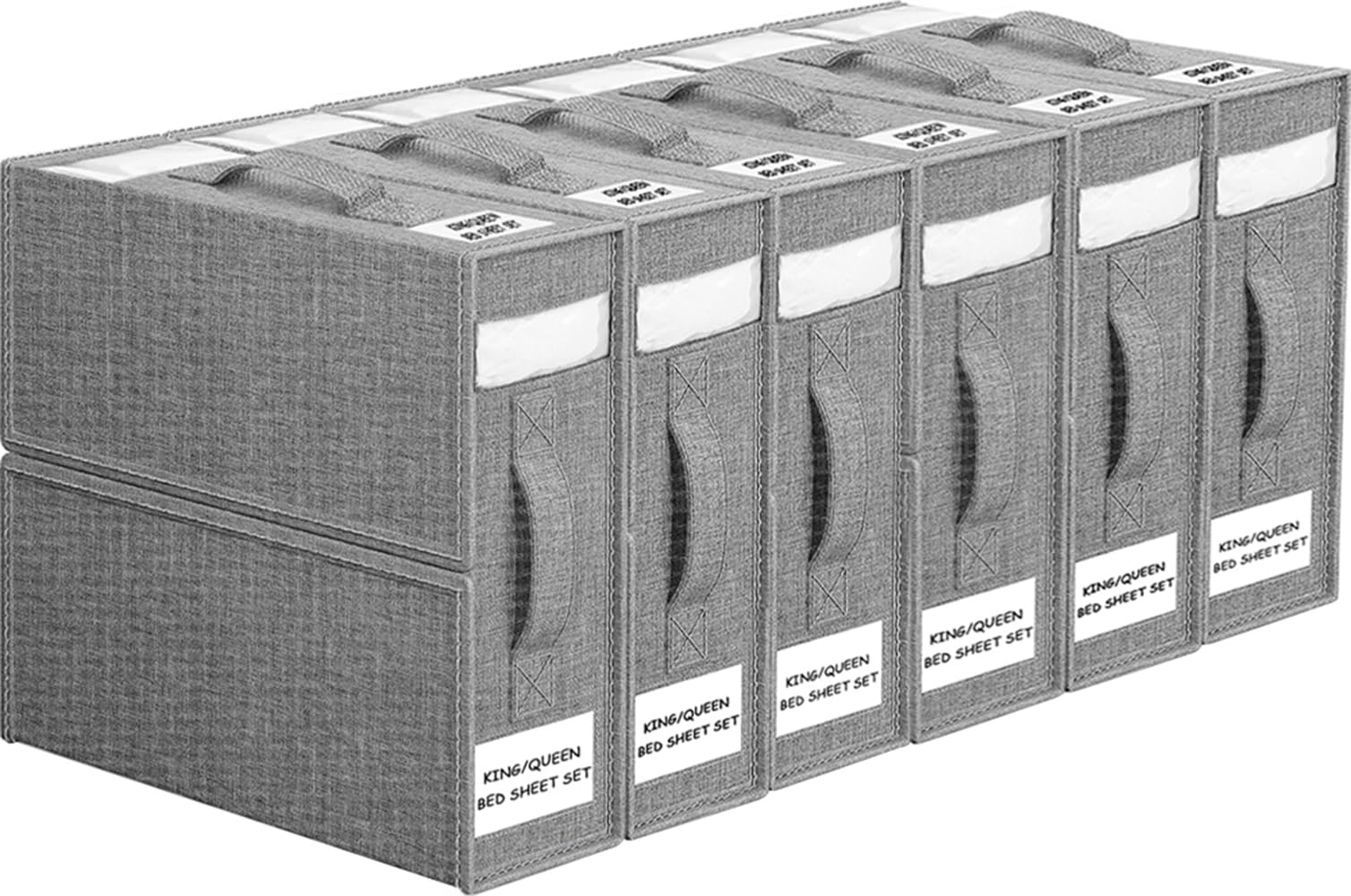 WANGIRL 6 Pack Bed Sheet Organiser – Foldable Linen Storage Box, Grey