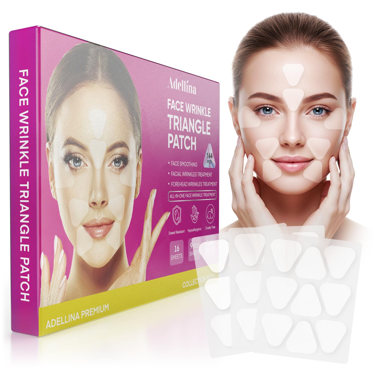 Jolof Store Anti-Wrinkle Facial Patches – 144 Overnight Triangle Patches