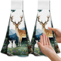 CUTHOLLOW Jungle Deer Microfiber Kitchen Tea Towels with Loop, Set of 2