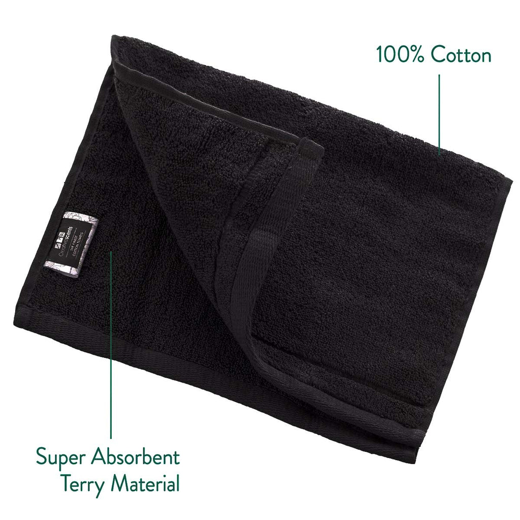 Creative Scents Cotton Fingertip Towels Set Black - 4 Pack - 11 x 18 Inches Decorative Small Extra-Absorbent and Soft Terry Towel for Bathroom - image 4