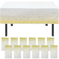 12-Pack Gold Dot Disposable Tablecloths - 137x274cm Waterproof