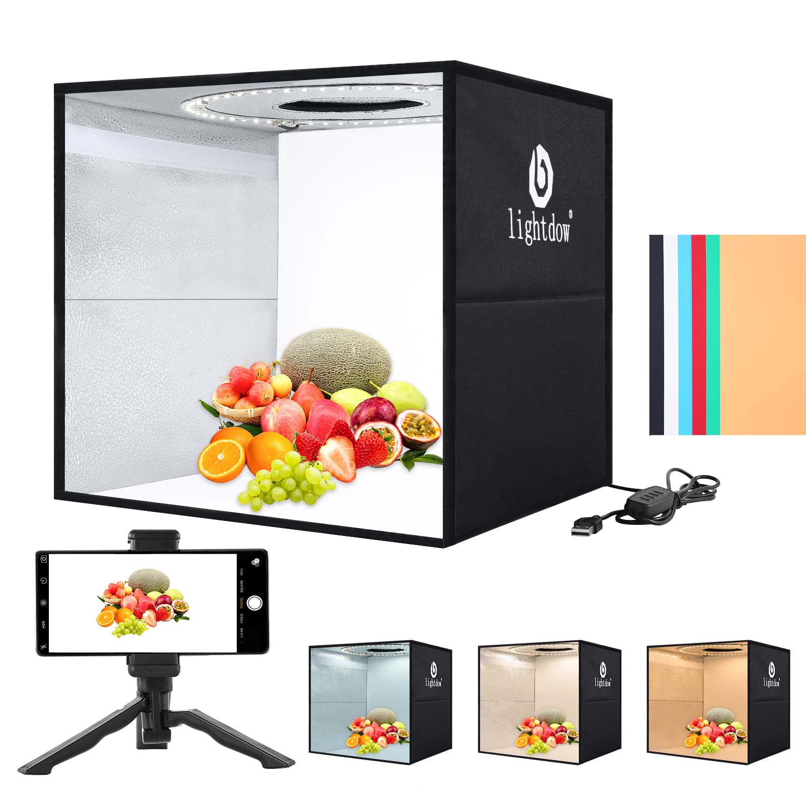 Lightdow 12" Portable Photo Light Box | Mini Shooting Tent with 120 LEDs