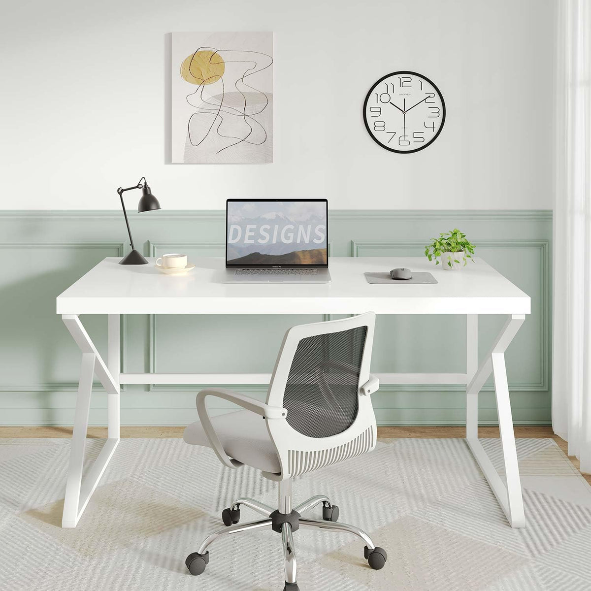 HSH Computer Desk Gaming Office Table for Home Bedroom 140cm White Oak - image 3