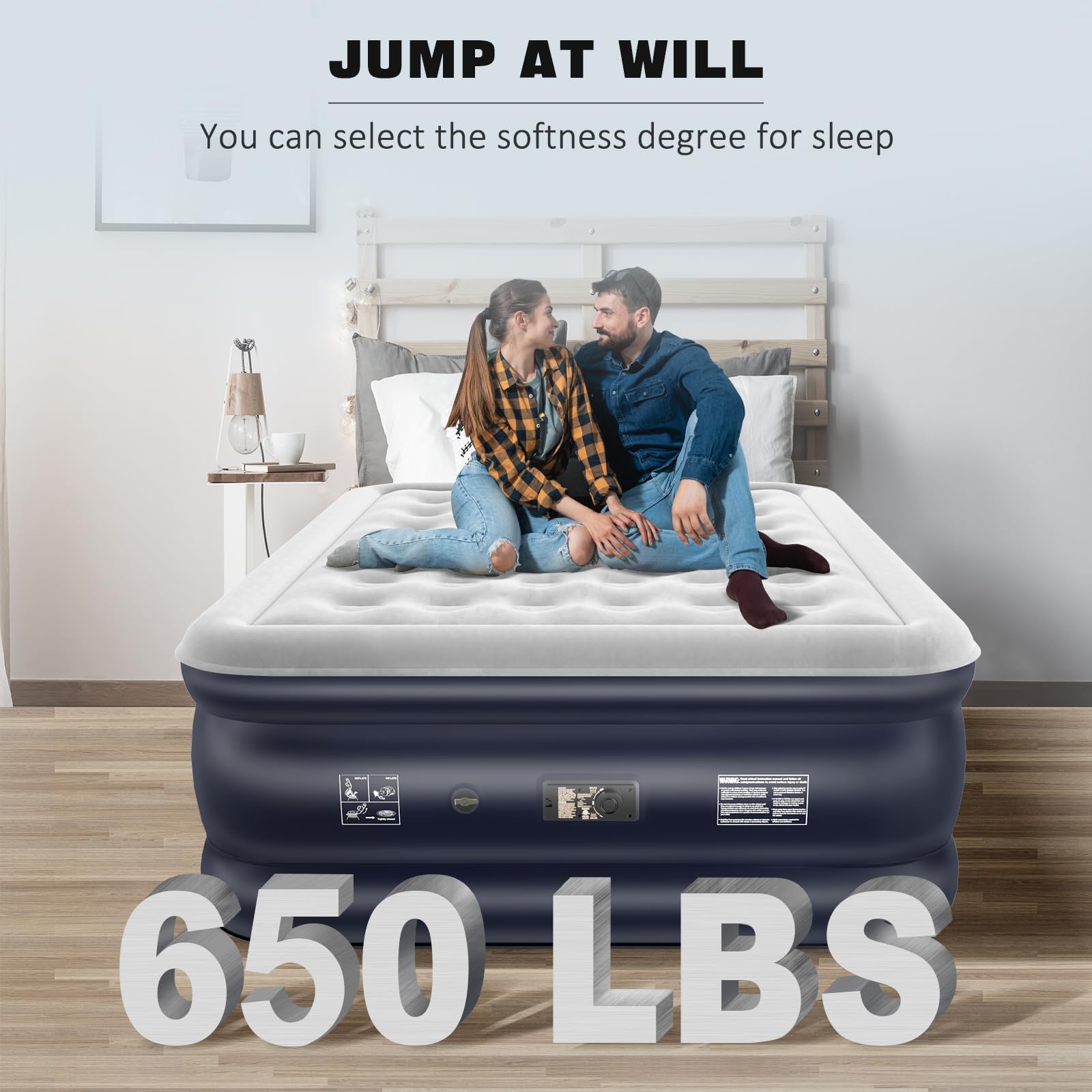 NALONE Inflatable Air Mattress – Double Size with Built-in Pump, 193x137cm