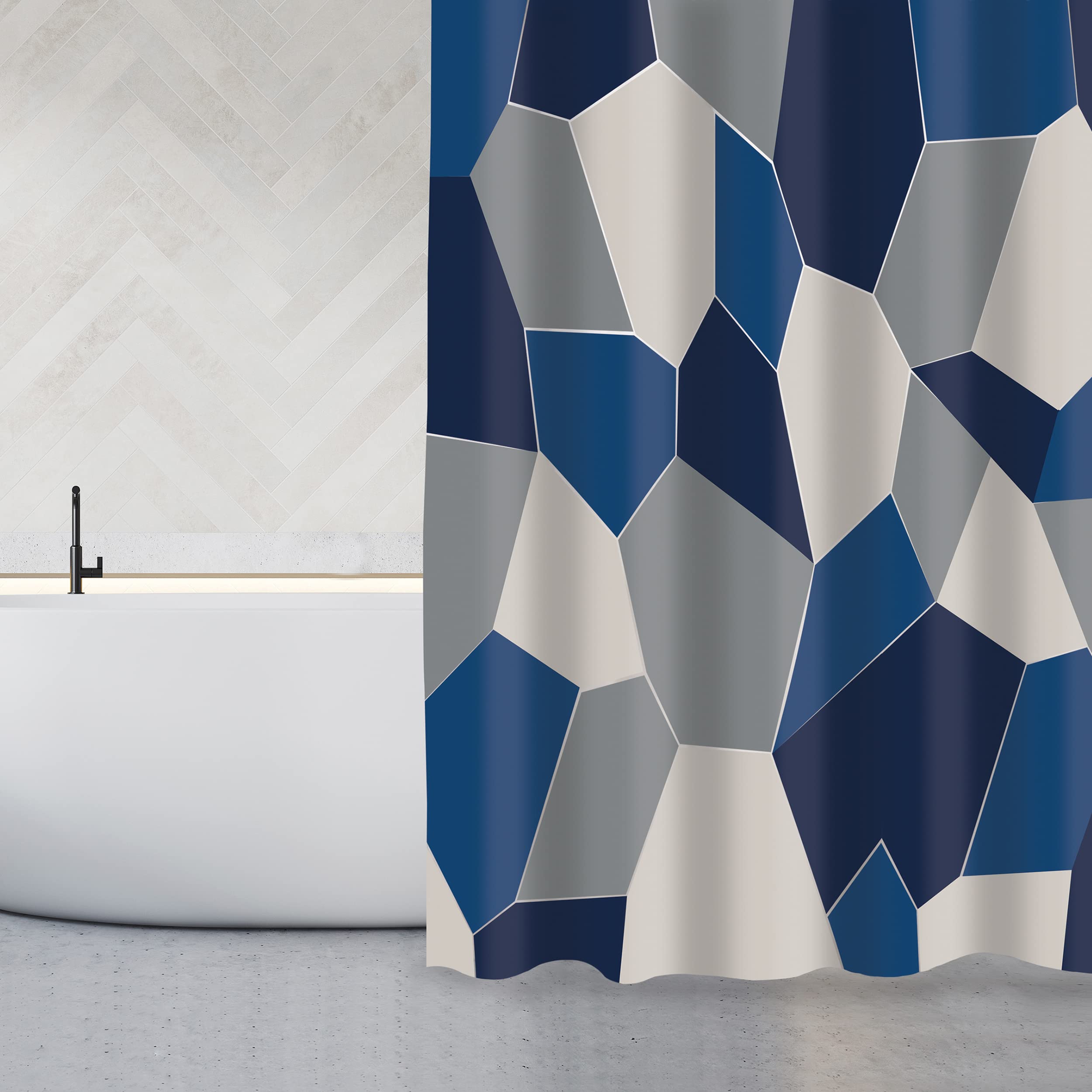 MSV Origami Shower Curtain – Anti-Mould Waterproof Polyester, 180x200cm