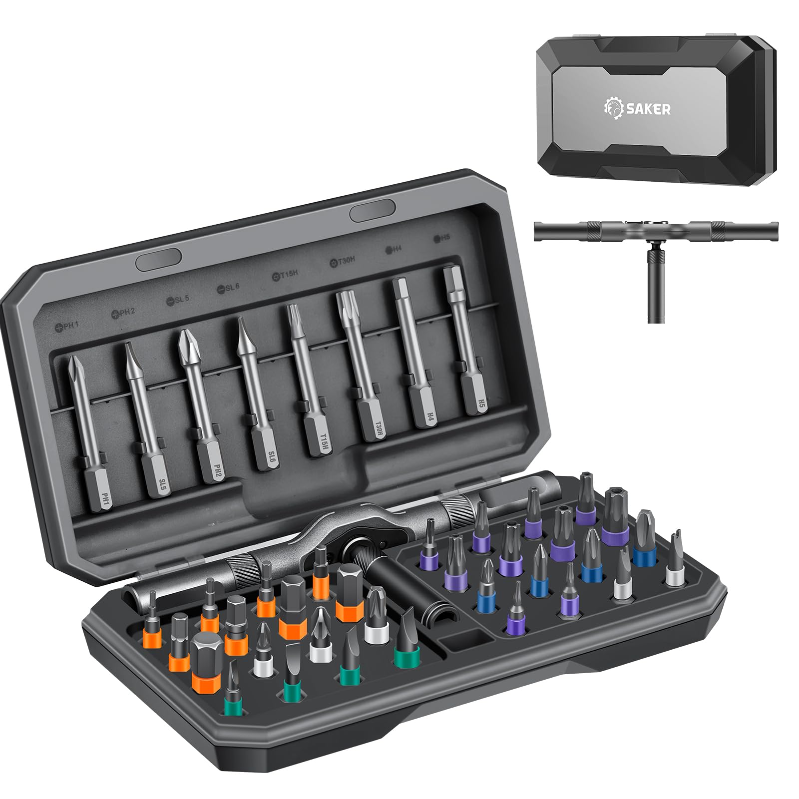 Saker 42-in-1 Magnetic Ratchet Screwdriver Set | Portable Repair Tool Kit