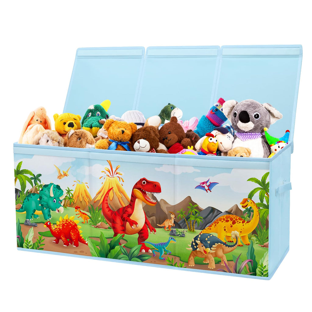 Decalsweet Extra Large Dinosaur Toy Storage Box with Lid - Foldable Oxford