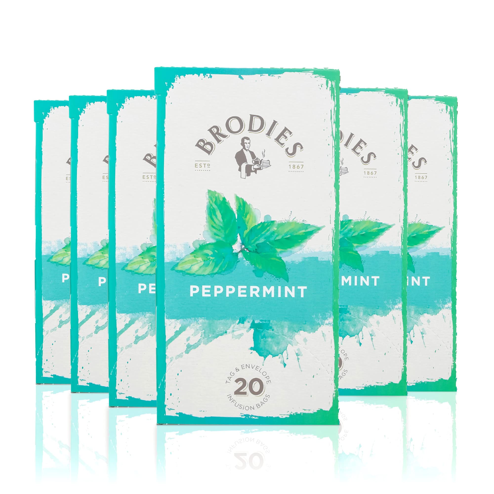 Brodies Peppermint Herbal Tea - 120 Tea Bags (6 Boxes of 20)
