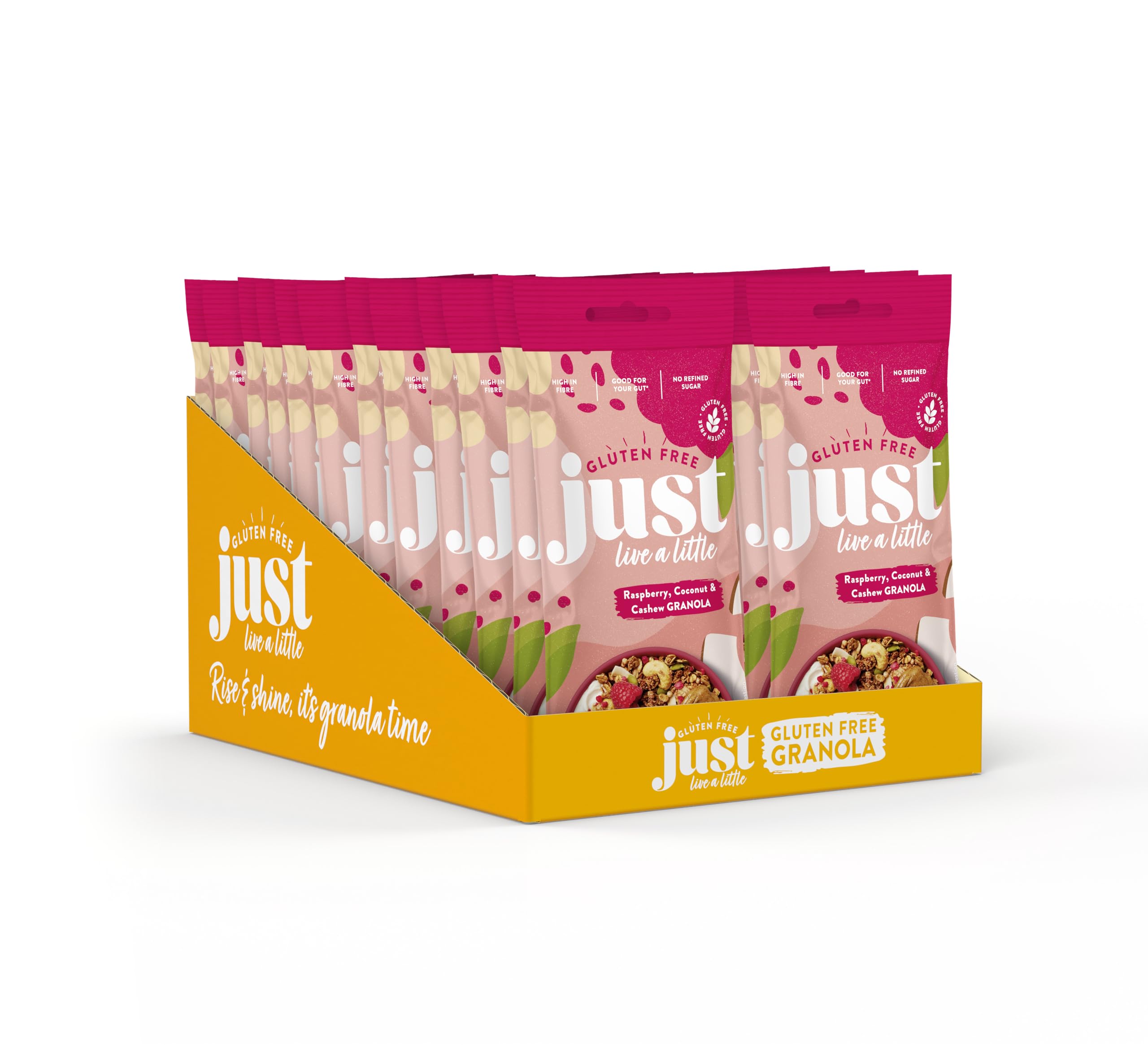 Just Live a Little Raspberry Coconut Cashew Vegan Granola - 24 x 45g