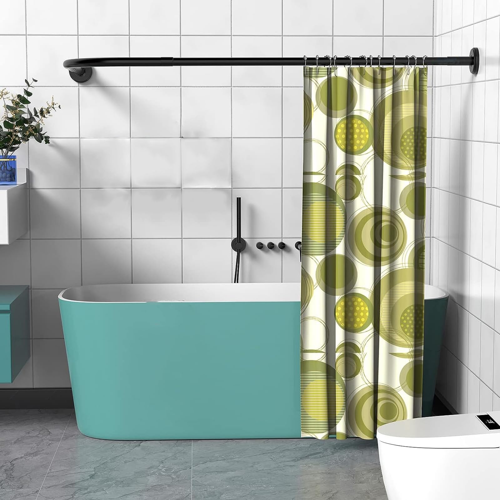 L-Shaped Shower Curtain Rod | Adjustable Stainless Steel