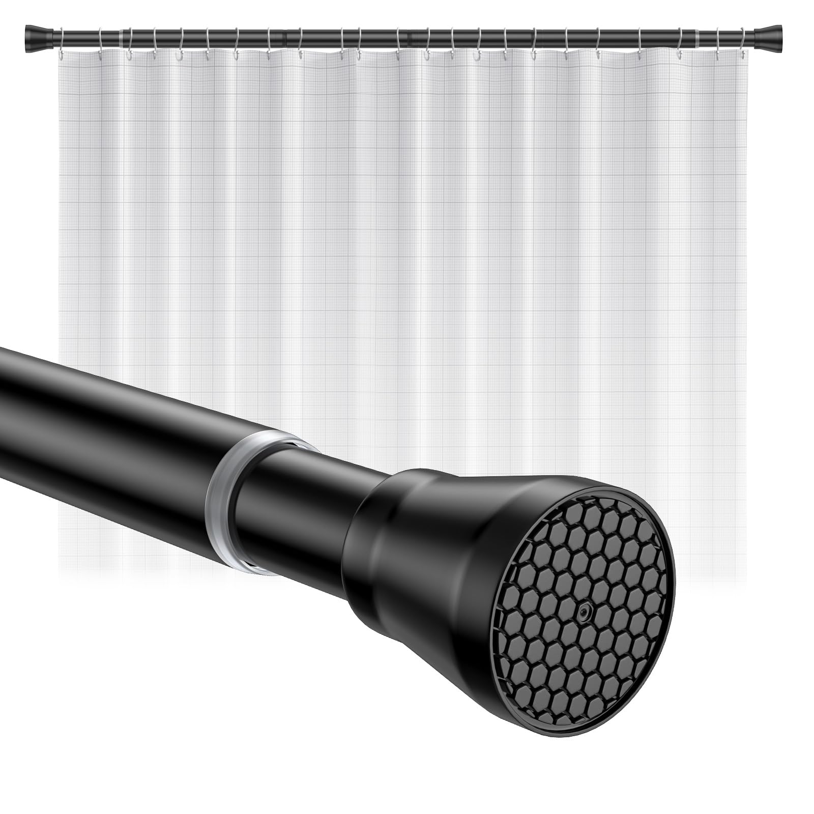 Jolof Store Stainless Steel Extendable Shower Curtain Tension Rod 113-197cm