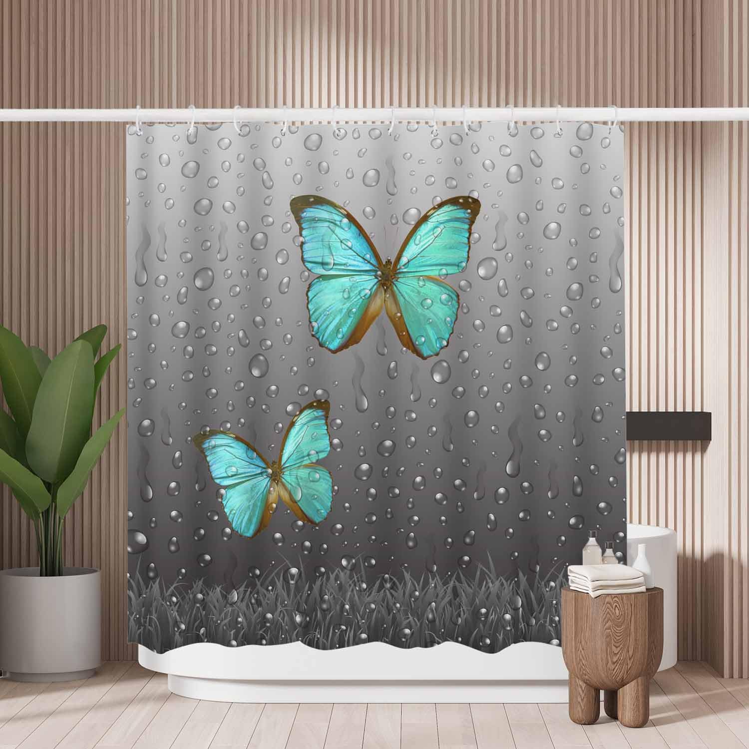 Woutay Butterfly Shower Curtain | Mold Resistant Waterproof Polyester
